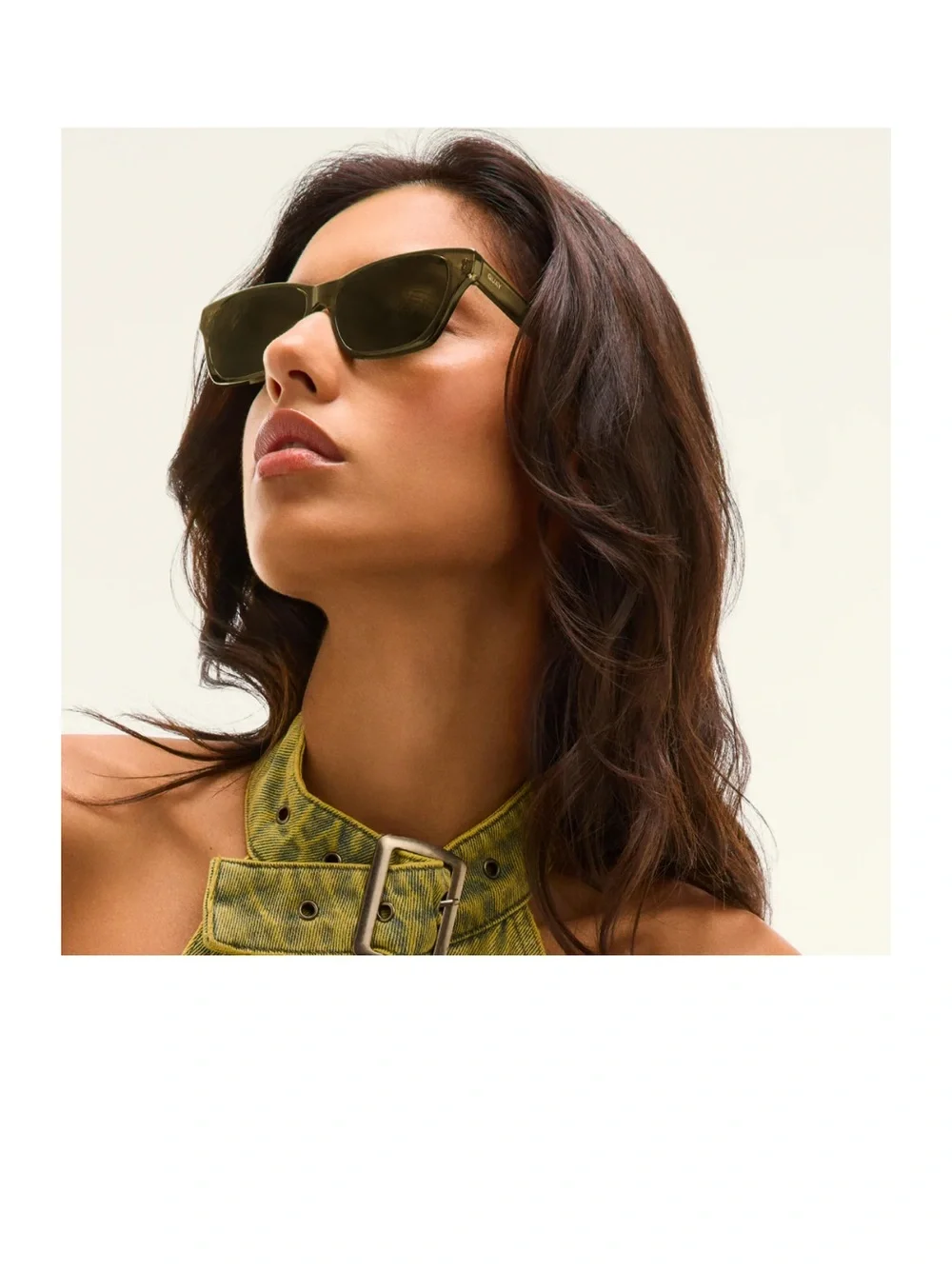 Quay In the City Olive Green Rectangular Sunglasses